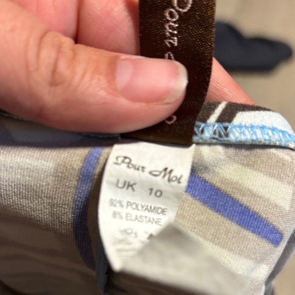 Stylish Geometric Blue and Black Bikini Set bottoms US 6 , top 32D - Picture 2 of 3